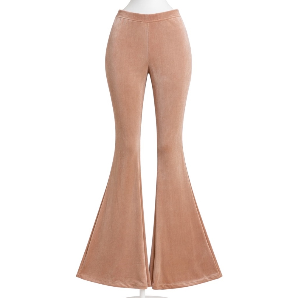 NEW MIRACLE EYE Golden Velvet Bellbottom Flare Pants SIZE XS